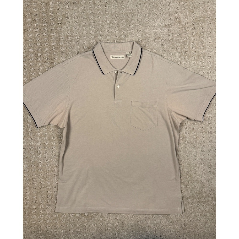 Men's Tan/Khaki/Beige MUNSINGWEAR Y2K Polo Shirt Sz XL  #1316